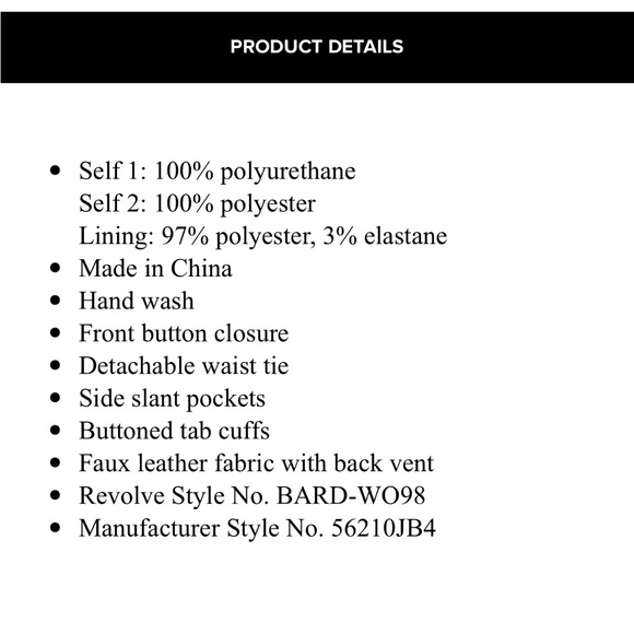 Bardot vegan leather navy trench coat - Picture 5 of 6